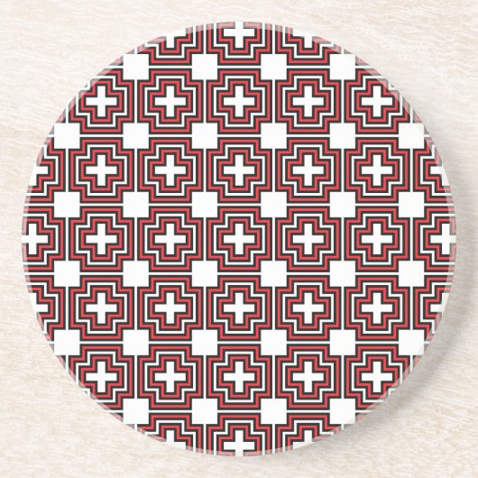 En Grès Croix et rouge Carré - Dessous de verre (Devant)