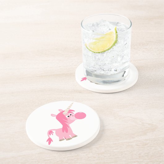 En Grès Cute Cartoon Bubble Gum Unicorn Dessous de verre (Côté)