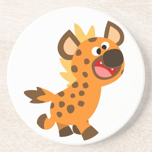 En Grès Cute Petit Cartoon Dessous de verre Hyena (Devant)