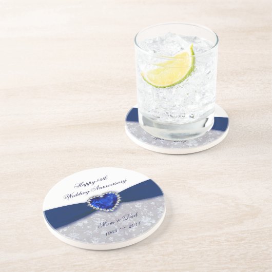 En Grès Damask 45e Mariage Anniversaire Dessous de verre (Côté)