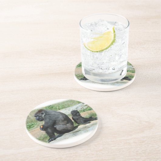 En Grès De gorille de temps dessous de verre (Côté)