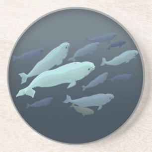 En Grès Dessous de verre à boire de béluga baleines Dessou
