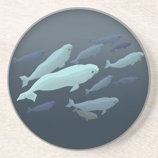 En Grès Dessous de verre à boire de béluga baleines Dessou (Devant)