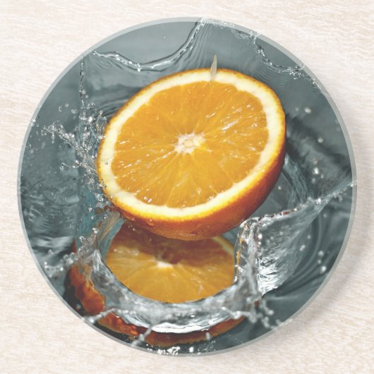 En Grès Dessous de verre à éclaboussures orange (Devant)