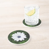 En Grès Dessous de verre à fleurs blanches (Côté)