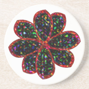 En Grès Dessous de verre à fleurs de Parties scintillant n