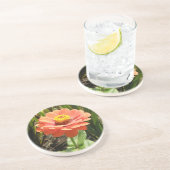 En Grès Dessous de verre à fleurs d'Orange Zinnia (Côté)