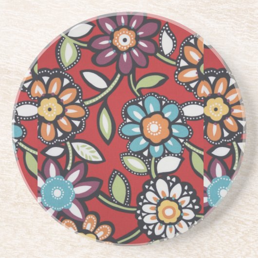 En Grès dessous de verre à fleurs hippie (Devant)