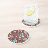 En Grès dessous de verre à fleurs hippie (Côté)