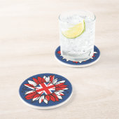 En Grès Dessous de verre à motif de tournesol avec drapeau (Côté)