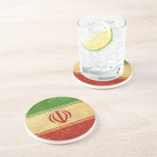 En Grès Dessous de verre à motif vintage du drapeau iranie