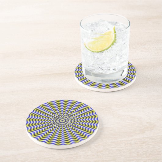 En Grès Dessous de verre à onduleurs bleu et jaune Zigzag (Côté)