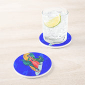 En Grès dessous de verre à vagues bleues de la nonne (Côté)