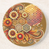 En Grès Dessous de verre abeille | Peigne de miel et desig (Devant)