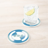 En Grès Dessous de verre abstrait bleu et blanc (Côté)