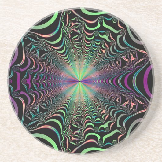 En Grès Dessous de verre Abstrait Pastel Fractal Web Sands (Devant)