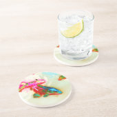 En Grès Dessous de verre abstraits de Koi (Côté)