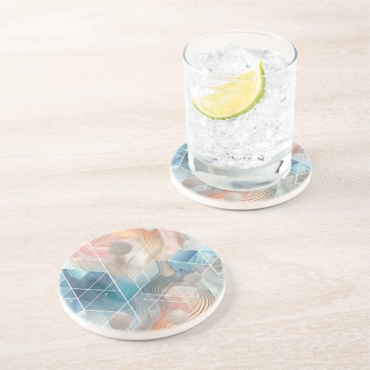 En Grès Dessous de verre Abstraits géométriques - Design m (Côté)