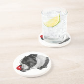 En Grès Dessous de verre accent rouge Bulldog (Côté)