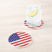 En Grès Dessous de verre affligés de drapeau américain (Côté)