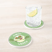En Grès Dessous de verre allants de grenouille verte (Côté)