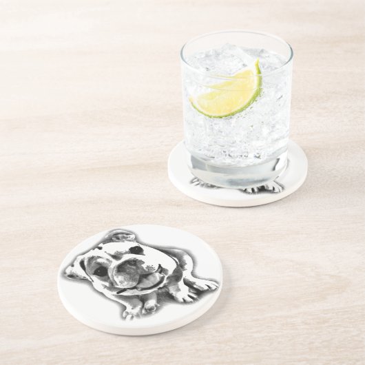 En Grès Dessous de verre anglais de chiot de bouledogue (Côté)