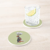 En Grès Dessous de verre animal beagle Rose de chiot (Côté)