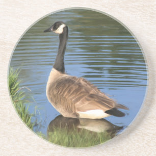 En Grès Dessous de verre animal peignant l'oie du Canada