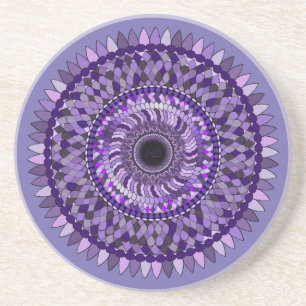 En Grès dessous de verre au design mandala violet