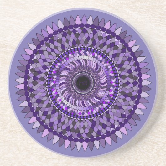 En Grès dessous de verre au design mandala violet (Devant)