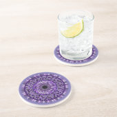 En Grès dessous de verre au design mandala violet (Côté)