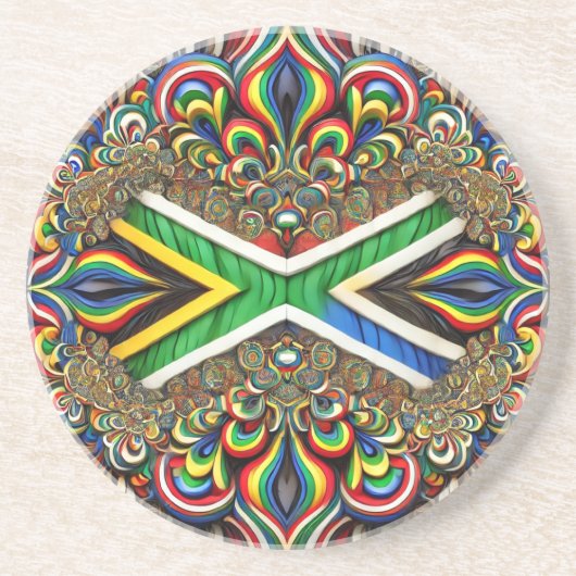 En Grès Dessous de verre aux couleurs sud-africaines (Devant)