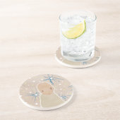 En Grès Dessous de verre aux fleurs de méduses bleues (Côté)