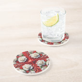 En Grès Dessous de verre avec design Rose anglais (Côté)