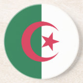 En Grès Dessous de verre avec Drapeau d'Algérie (Devant)