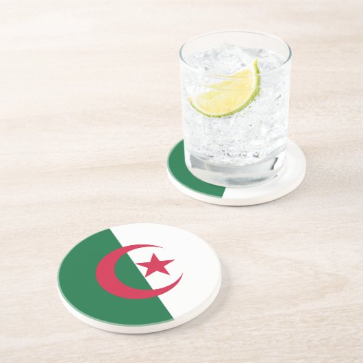 En Grès Dessous de verre avec Drapeau d'Algérie (Côté)