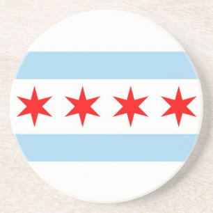 En Grès Dessous de verre avec Drapeau de Chicago, Illinois