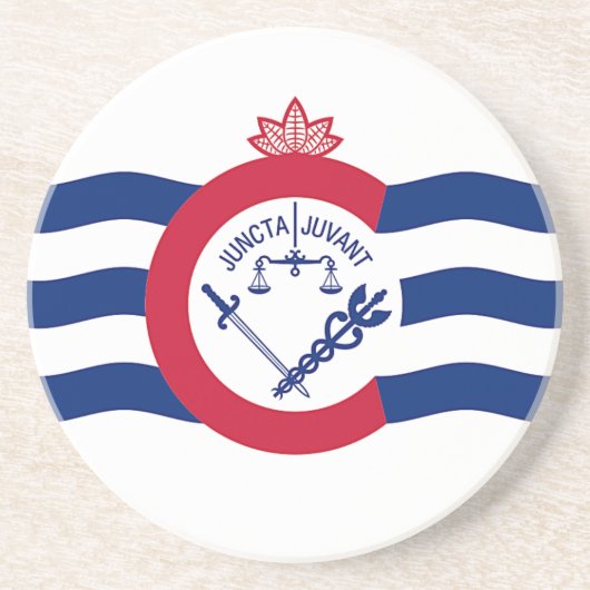 En Grès Dessous de verre avec Drapeau de Cincinnati, Ohio, (Devant)