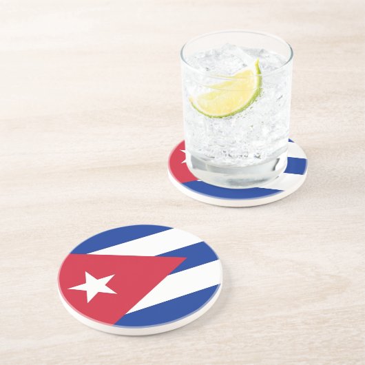 En Grès Dessous de verre avec Drapeau de Cuba (Côté)
