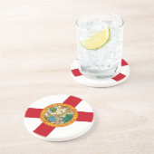 En Grès Dessous de verre avec Drapeau de Floride, USA (Côté)