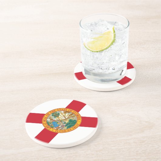 En Grès Dessous de verre avec Drapeau de Floride, USA (Côté)