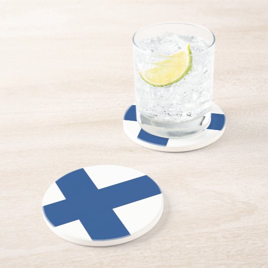 En Grès Dessous de verre avec drapeau de la Finlande (Côté)