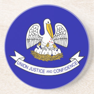 En Grès Dessous de verre avec Drapeau de la Louisiane, USA