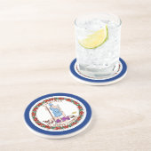 En Grès Dessous de verre avec Drapeau de la Virginie, USA (Côté)