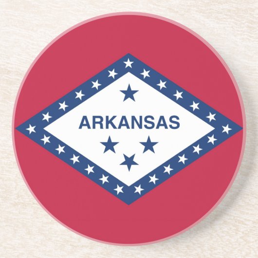 En Grès Dessous de verre avec Drapeau de l'Arkansas, États (Devant)