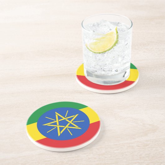 En Grès Dessous de verre avec drapeau de l'Éthiopie (Côté)