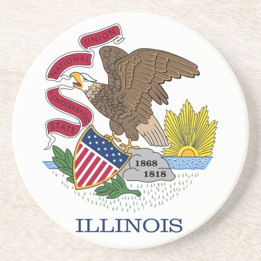 En Grès Dessous de verre avec Drapeau de l'Illinois, États (Devant)