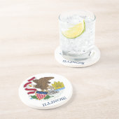 En Grès Dessous de verre avec Drapeau de l'Illinois, États (Côté)