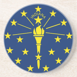 En Grès Dessous de verre avec Drapeau de l'Indiana, USA