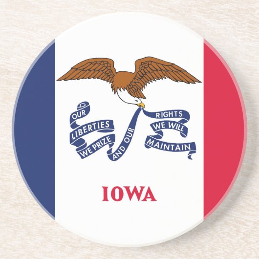 En Grès Dessous de verre avec Drapeau de l'Iowa, USA (Devant)